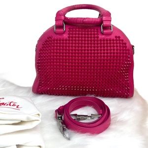 👠 Christian Louboutin Pink Spiked Panettone Shoulder Satchel Crossbody Bag